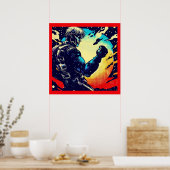 SF - Anime Hero Woodcut 2 Poster (Küche)