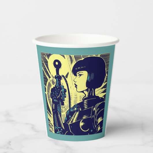 SF - Anime Hero Woodcut 3 Pappbecher (Vorderseite)