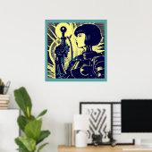SF - Anime Hero Woodcut 3 Poster (Heimbüro)