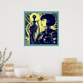 SF - Anime Hero Woodcut 3 Poster (Küche)