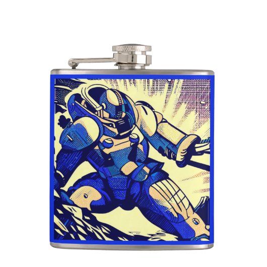 SF - Anime Hero Woodcut 4 Flachmann (Vorderseite)
