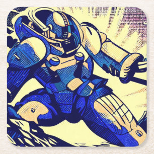SF - Anime Hero Woodcut 4 Rechteckiger Pappuntersetzer