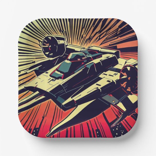 SF - Anime Starfighter Woodcut 1 Pappteller (Vorderseite)
