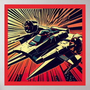 SF - Anime Starfighter Woodcut 1 Poster