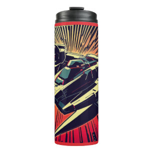 SF - Anime Starfighter Woodcut 1 Thermosbecher
