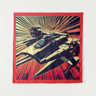 SF - Anime Starfighter Woodcut 1 Wandteppich