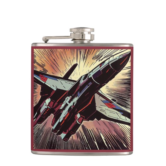 SF - Anime Starfighter Woodcut 2 Flachmann (Vorderseite)
