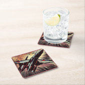 SF - Anime Starfighter Woodcut 2 Rechteckiger Pappuntersetzer (Vor Ort)