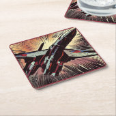 SF - Anime Starfighter Woodcut 2 Rechteckiger Pappuntersetzer (angewinkelt)