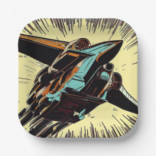 SF - Anime Starfighter Woodcut 3 Pappteller