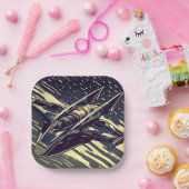SF - Anime Starfighter Woodcut 4 Pappteller (Party)