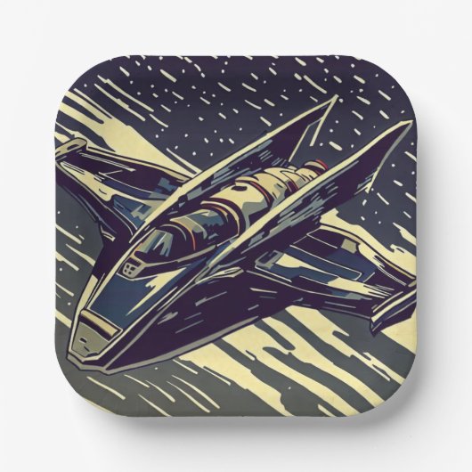 SF - Anime Starfighter Woodcut 4 Pappteller (Vorderseite)