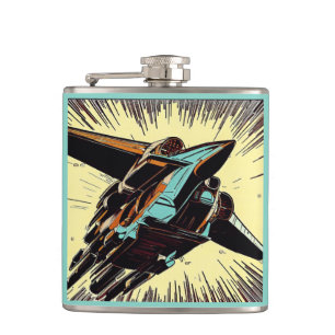 SF - Anime Starfighter Woodcut Vinyl Wrapped Flask Flachmann