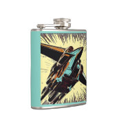SF - Anime Starfighter Woodcut Vinyl Wrapped Flask Flachmann (Rechts)