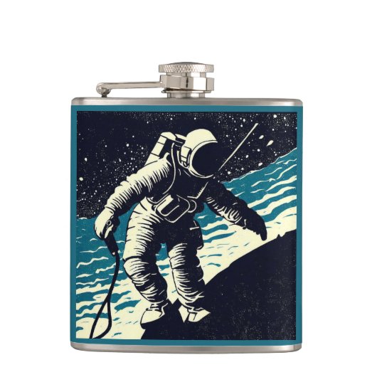SF - Astronaut auf dem Waldrand 2 Flachmann (Vorderseite)