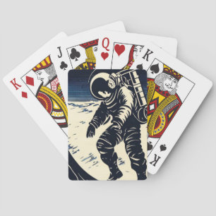 SF-Astronauten auf dem Spacewalk - Holzschnitt (3) Spielkarten