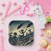 SF - Außerirdischen auf einem seltsamen Planetenho Pappteller (Party)