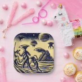 SF - Außerirdischen auf einem seltsamen Planetenho Pappteller (Party)