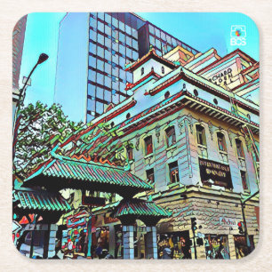 SF Chinatown Tor-Quadrat-Untersetzer Rechteckiger Pappuntersetzer