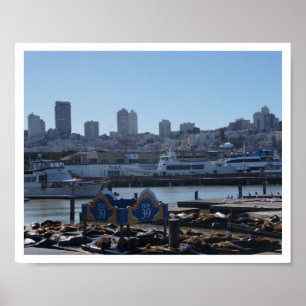 SF City Skyline & Pier 39 Sea Lions #1-2 Poster