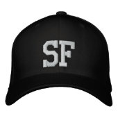 SF Custom Cap - Schwarz und Weiß Bestickte Baseballkappe (Vorderseite)