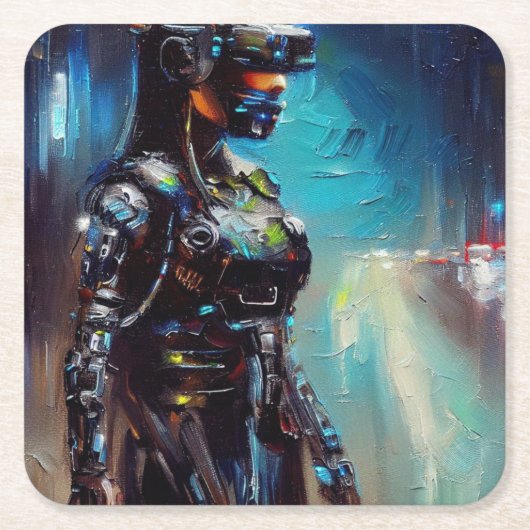 SF - Cyberpunk Hero 2 Rechteckiger Pappuntersetzer (Vorderseite)