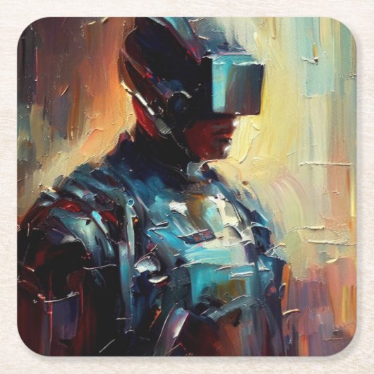 SF - Cyberpunk Hero 3 Rechteckiger Pappuntersetzer (Vorderseite)