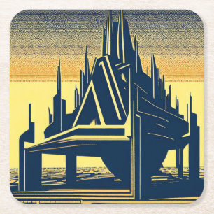 SF Futuristische Kirche 2 Rechteckiger Pappuntersetzer