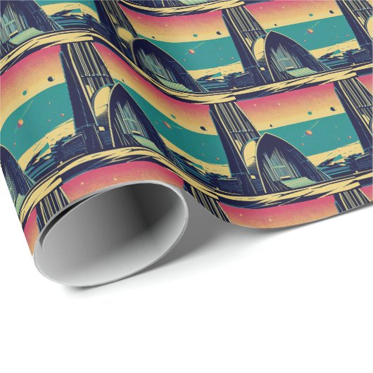 SF Futuristische Kirche 3 Geschenkpapier (Rolleneckpunkt)