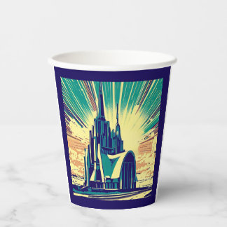 SF Futuristische Kirche 3 Pappbecher