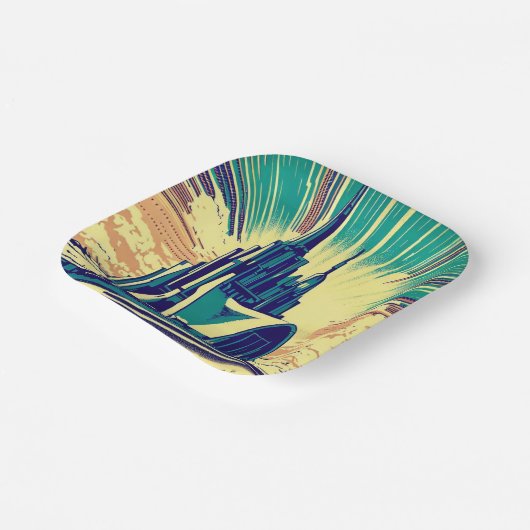 SF Futuristische Kirche 3 Pappteller (Gewinkelt)