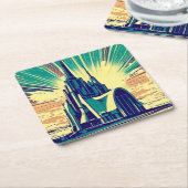 SF Futuristische Kirche 3 Rechteckiger Pappuntersetzer (angewinkelt)