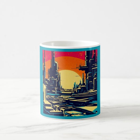 SF Futuristischer Stadtwaldschnitt 1 Kaffeetasse (Mittel)