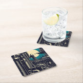 SF Futuristischer Stadtwaldschnitt 2 Rechteckiger Pappuntersetzer (Vor Ort)