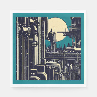 SF Futuristischer Stadtwaldschnitt 2 Serviette