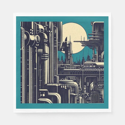 SF Futuristischer Stadtwaldschnitt 2 Serviette (Vorderseite)