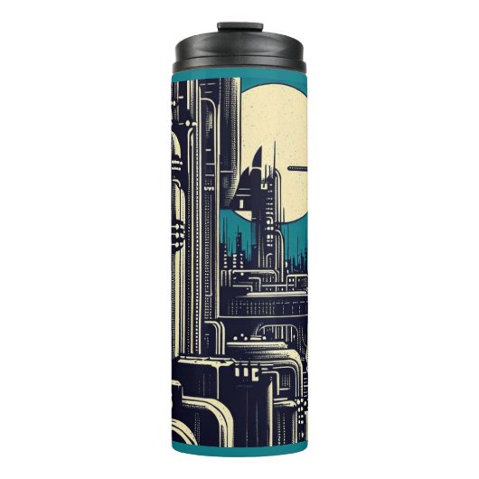 SF Futuristischer Stadtwaldschnitt 2 Thermosbecher (Vorderseite)