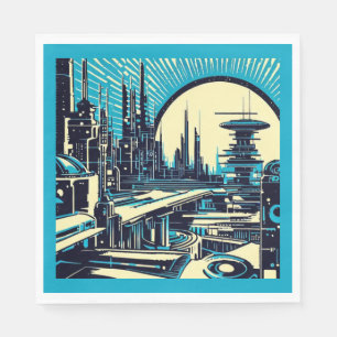 SF Futuristischer Stadtwaldschnitt 3 Serviette
