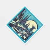 SF Futuristischer Stadtwaldschnitt 3 Serviette (Ecke)