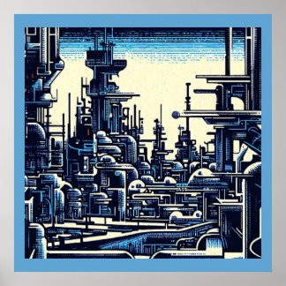 SF Futuristischer Stadtwaldschnitt 4 Poster