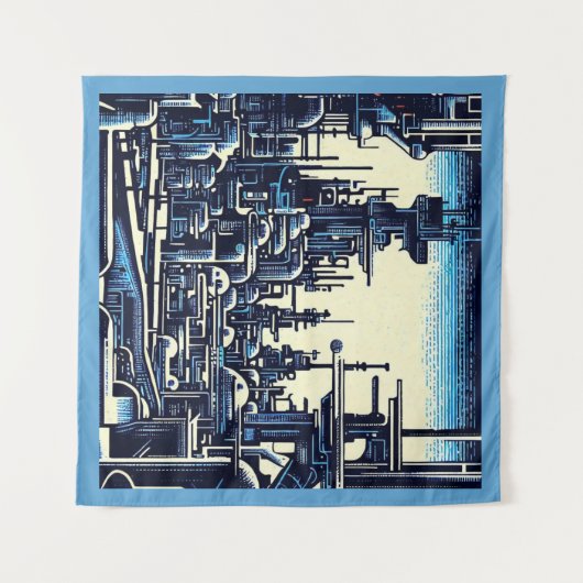 SF Futuristischer Stadtwaldschnitt 4 Wandteppich (Vorderseite (Horizontal))