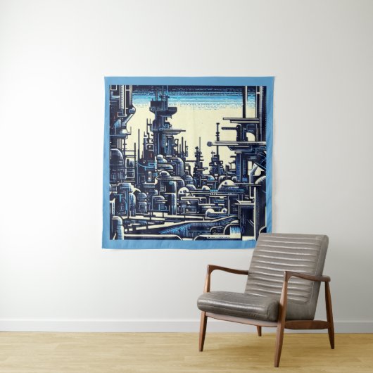 SF Futuristischer Stadtwaldschnitt 4 Wandteppich (Beispiel)