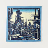 SF Futuristischer Stadtwaldschnitt 4 Wandteppich (Vorderseite)