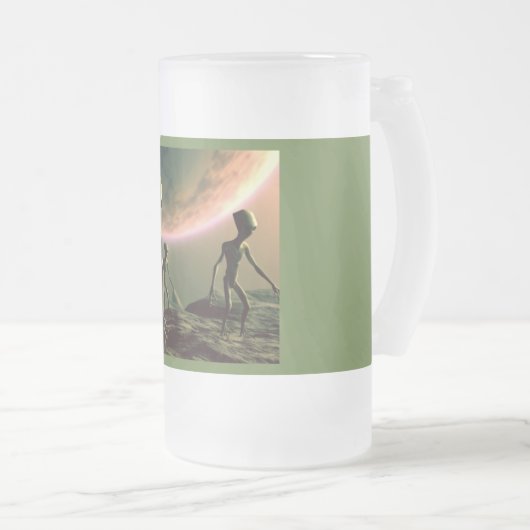 SF Grau Außerirdischen 2 Mattglas Bierglas (VorderseiteRechts)