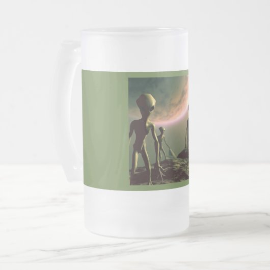 SF Grau Außerirdischen 2 Mattglas Bierglas (Vorderseite Links)