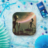 SF Grau Außerirdischen 2 Pappteller (Party)