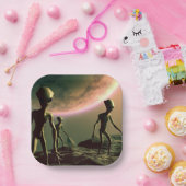 SF Grau Außerirdischen 2 Pappteller (Party)