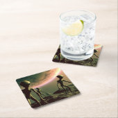 SF Grau Außerirdischen 2 Rechteckiger Pappuntersetzer (Vor Ort)