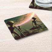 SF Grau Außerirdischen 2 Rechteckiger Pappuntersetzer (angewinkelt)