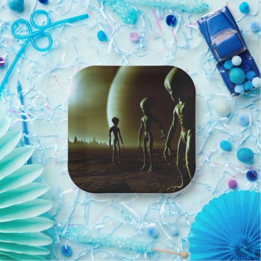 SF Graue Außerirdischen 1 Pappteller (Party)